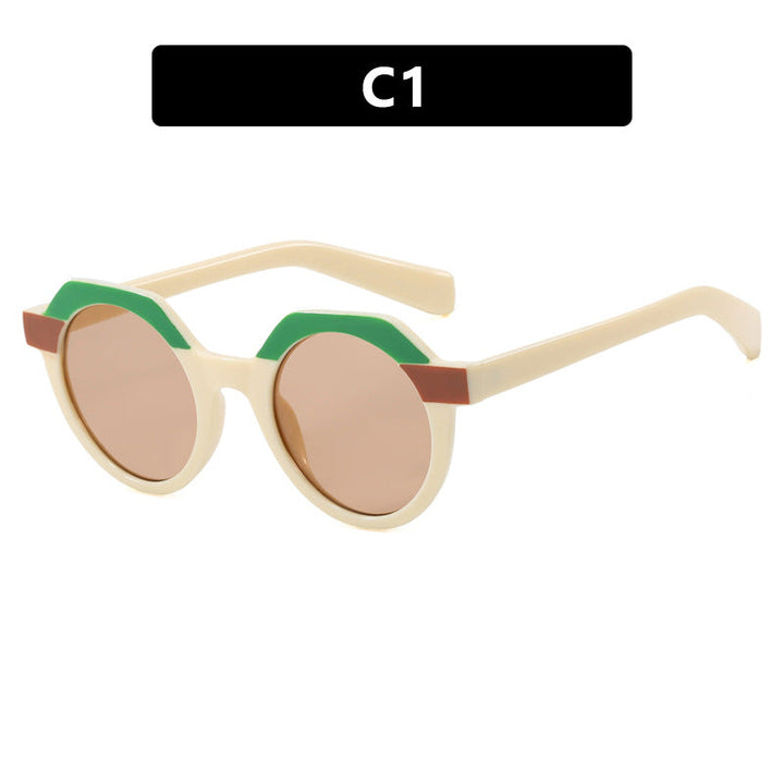 Ladies extravagant round sunglasses with colored accented frame Kalsten