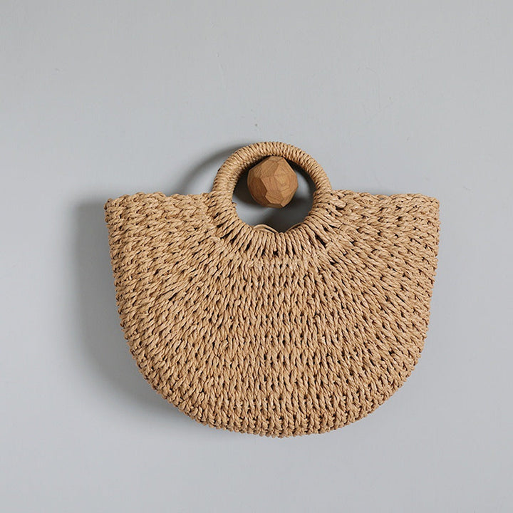 Handcrafted basket bag with round handles Kalsten