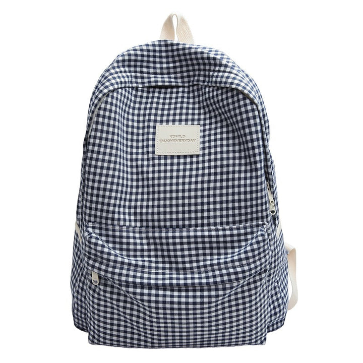 Checked Design Casual School Backpack Kalsten