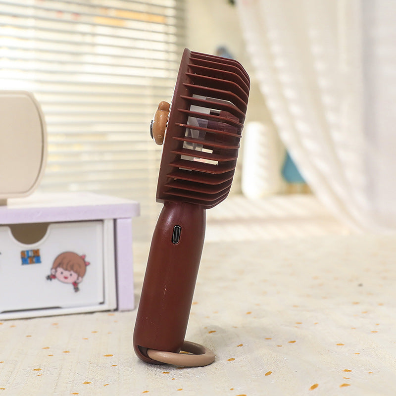 Women Portable Handheld Fan with Cute Bear Motif Kalsten