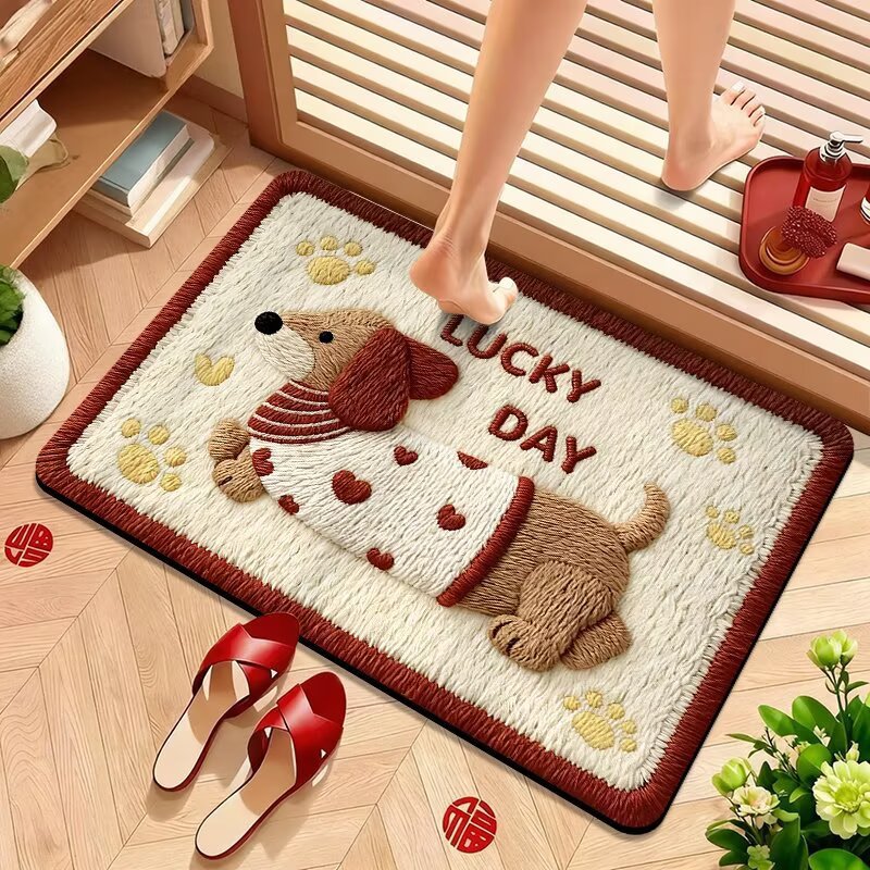 Cute Puppy-Themed Plush Bath Mat Acalora