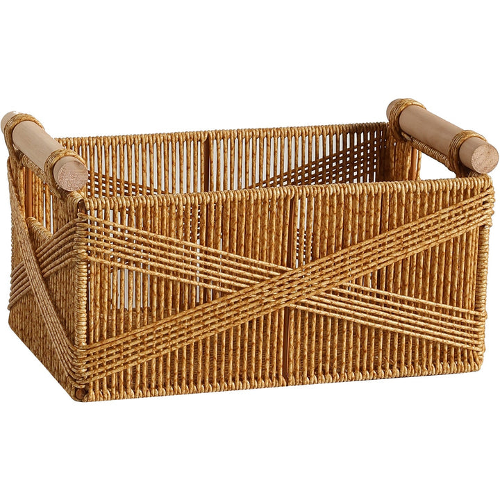 Unisex Functional Storage Basket with Ergonomic Wooden Handles Kalsten