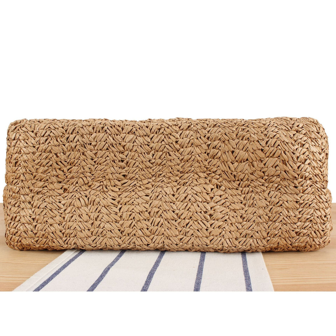 Braided beach bag with wood details Kalsten