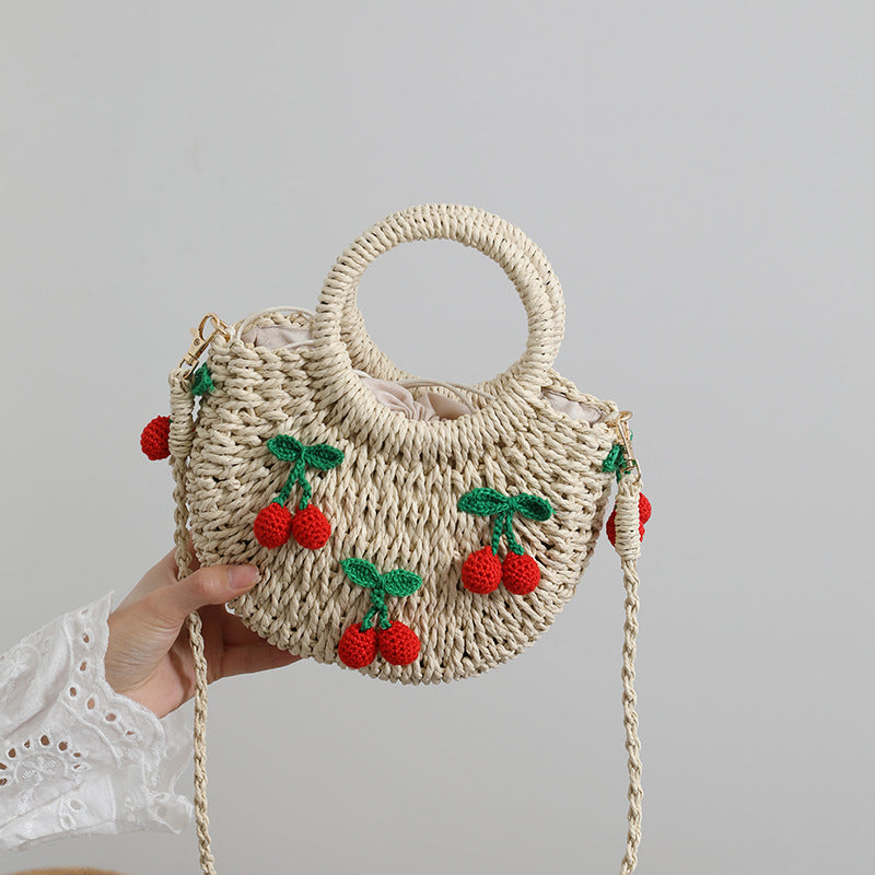 Bast bag with cheerful strawberry motifs Kalsten