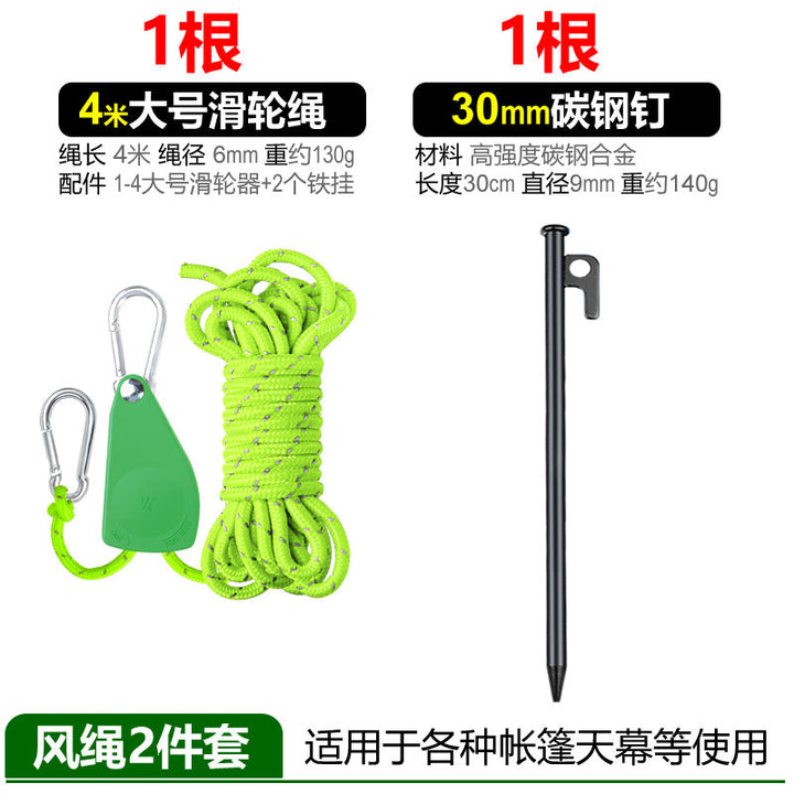Multifunctional rope set with carabiner and tent stake Kalsten