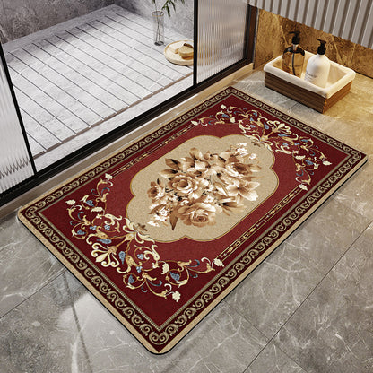 Floral Design Absorbent Bathroom Mat Acalora