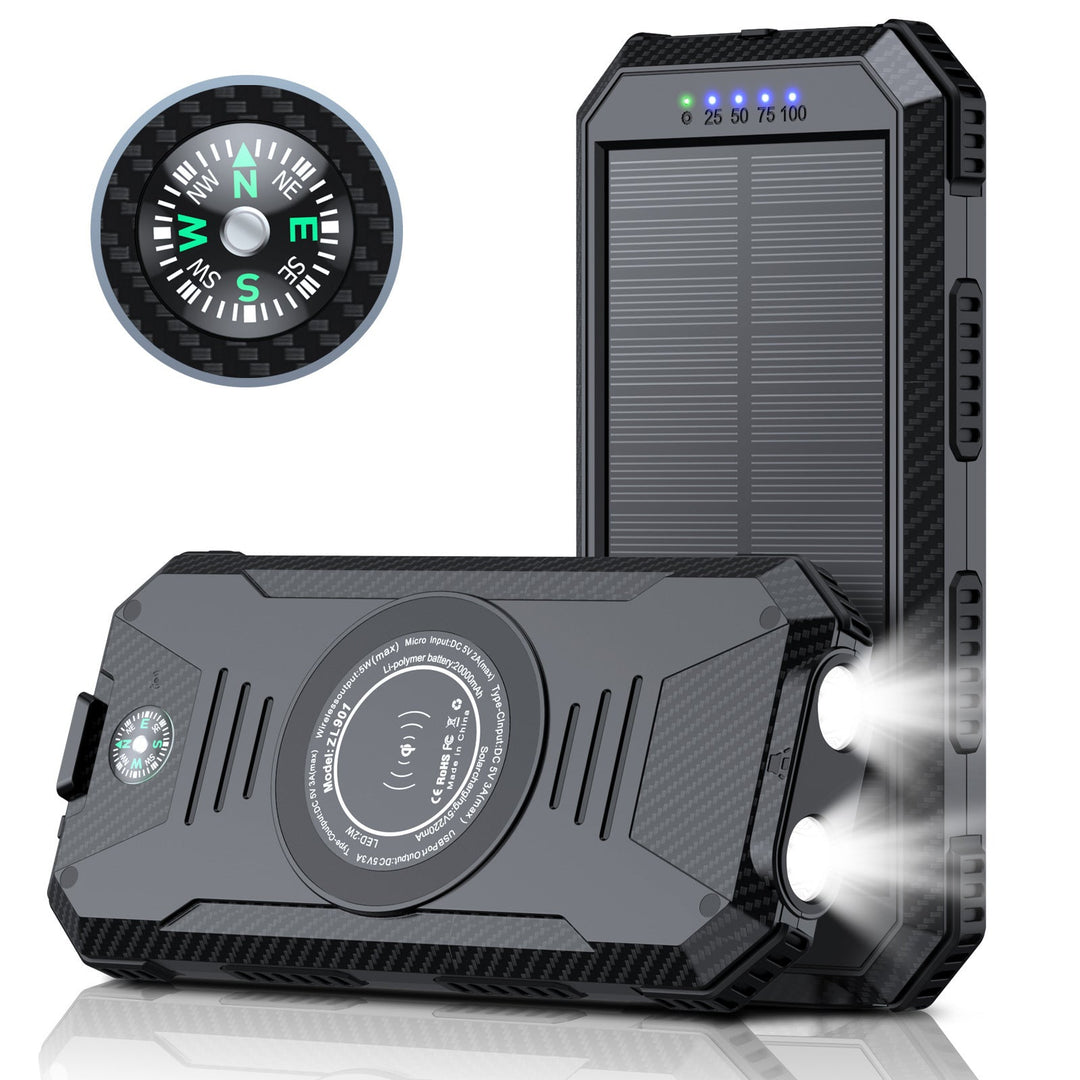 Solar-powered power bank with integrated compass and LED lighting Kalsten