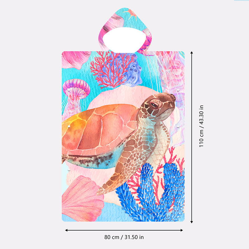 Bath towel with colorful sea turtle design Kalsten