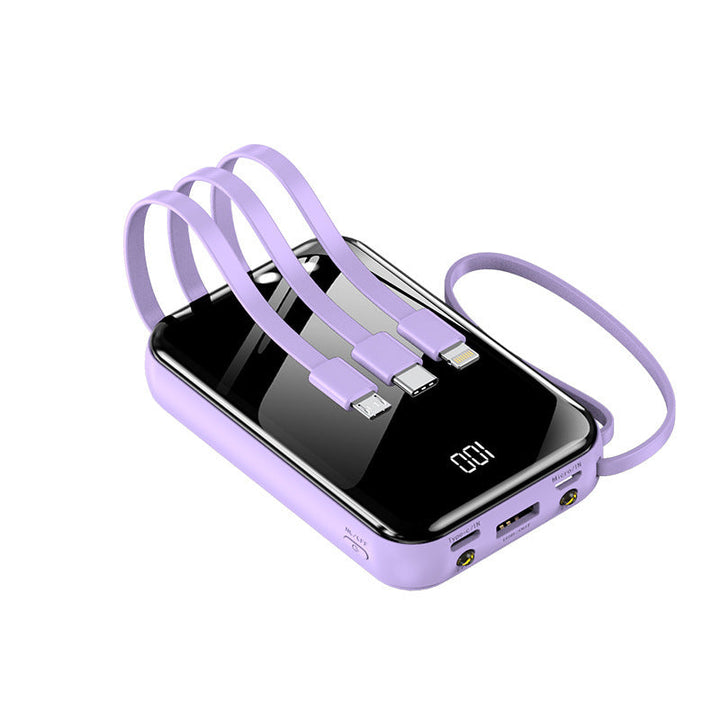 Portable power bank with integrated charging cables and digital display Kalsten