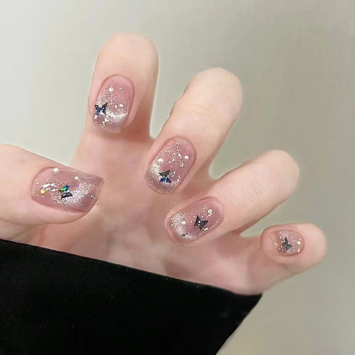 Artistic Glitter Butterfly Press-On Nails Kalsten