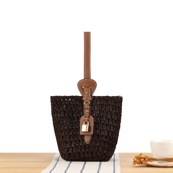 Braided Bast Handbag with Elegant Leather Decoration Kalsten