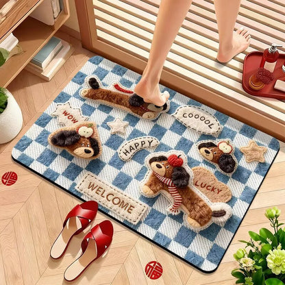 Cute Puppy-Themed Plush Bath Mat Acalora