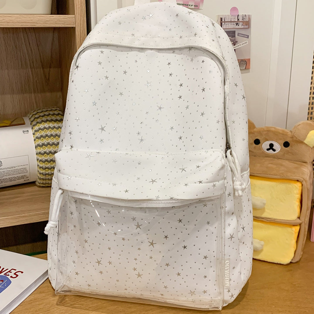 Transparent Pocket Star-Printed Backpack Kalsten