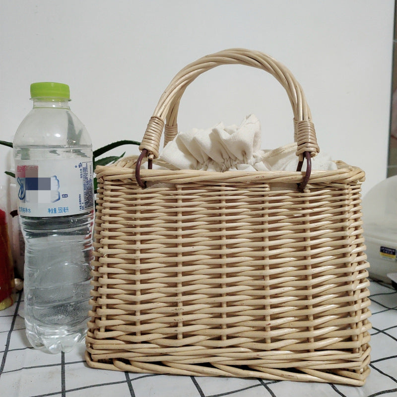 Women's handbag made of braided material with cotton drawstring closure Kalsten