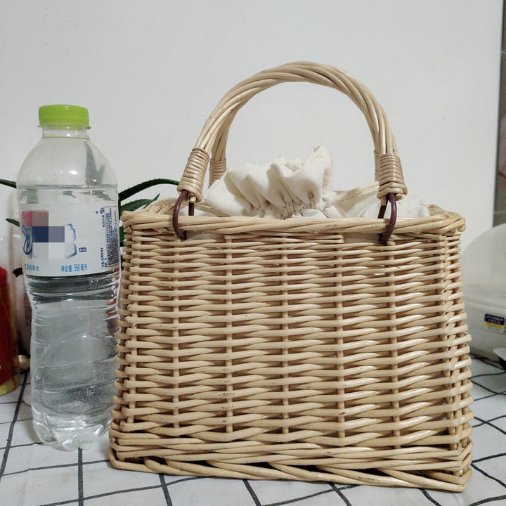 Women's handbag made of braided material with cotton drawstring closure Kalsten