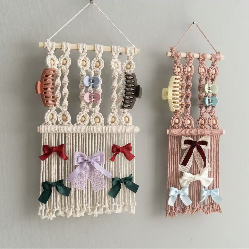 Decorative Macrame Wall Hanging Art with Natural Beaded Detailing Acalora