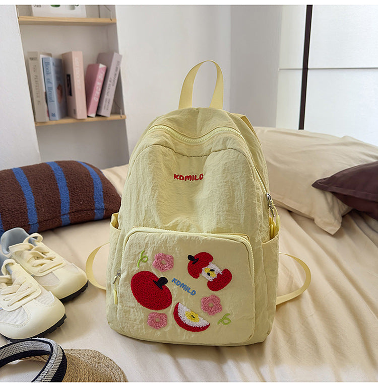 Cute Embroidered Casual School Backpack