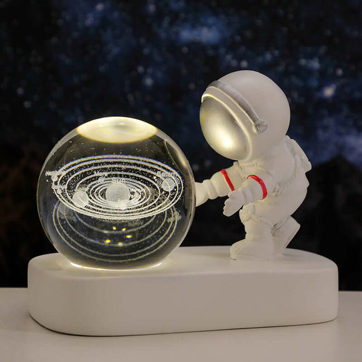 Glowing Planetary Galaxy Astronaut Crystal Ball Night Lights USB Power Warm Bedside Light Brithday Gift Night Lamp | Kalsten