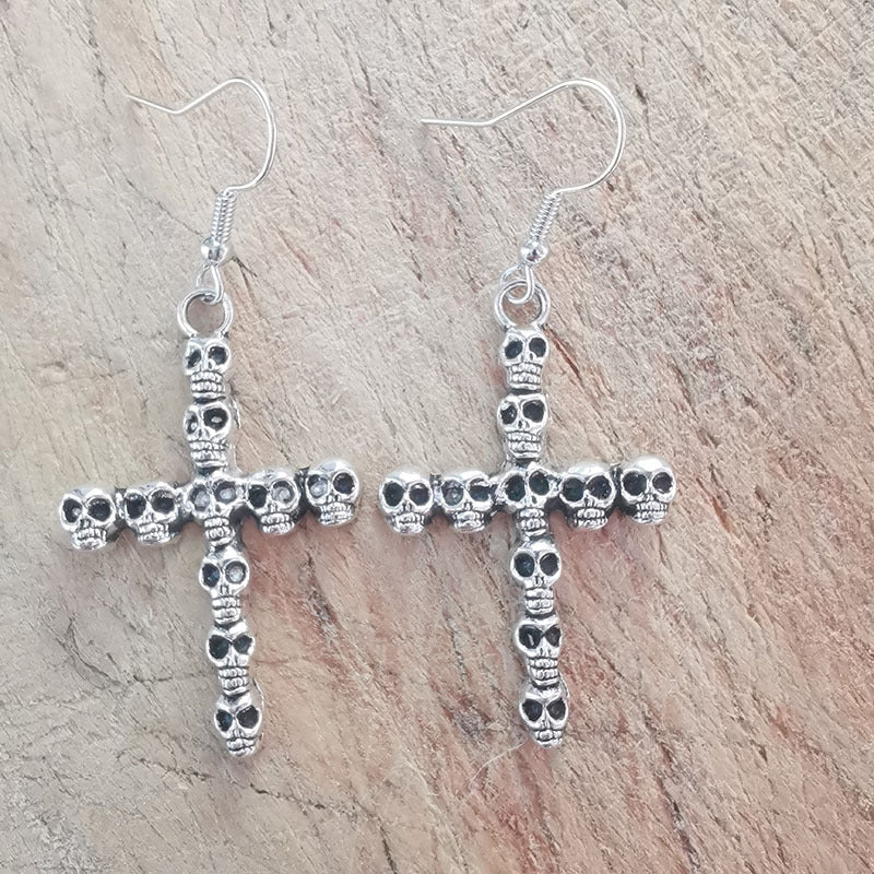Gothic Skull Cross Earrings Kalsten