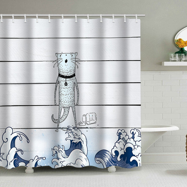 Artistic Dog Illustration Shower Curtain Kalsten