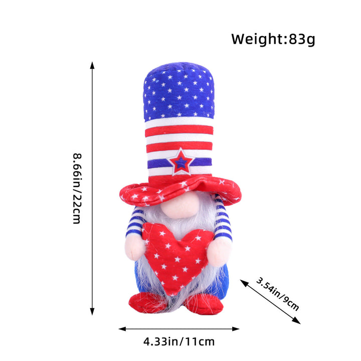 Unisex nan Patriotic Americana Decorative Gnome Plush Set with Star-Spangled Hats Kalsten