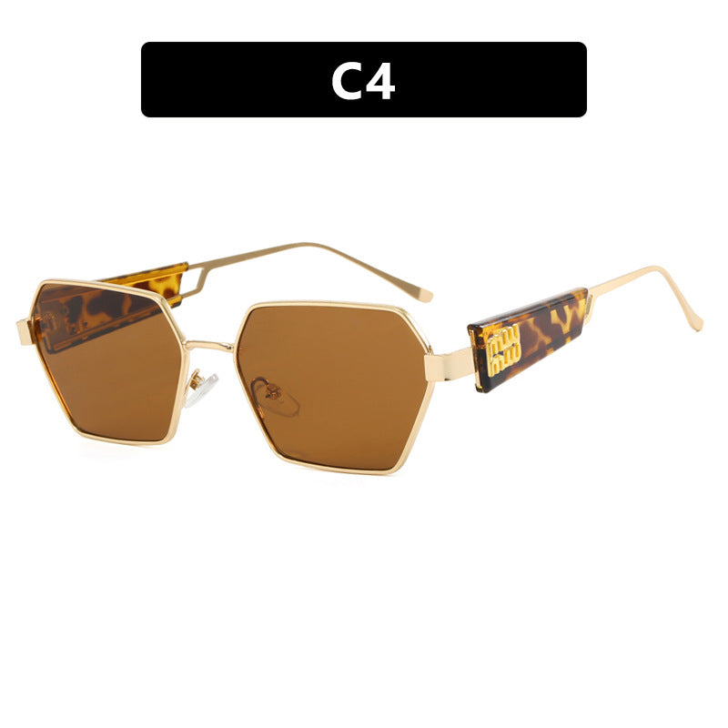 Ladies hexagonal sunglasses with elegant metal frame and protective lenses Kalsten