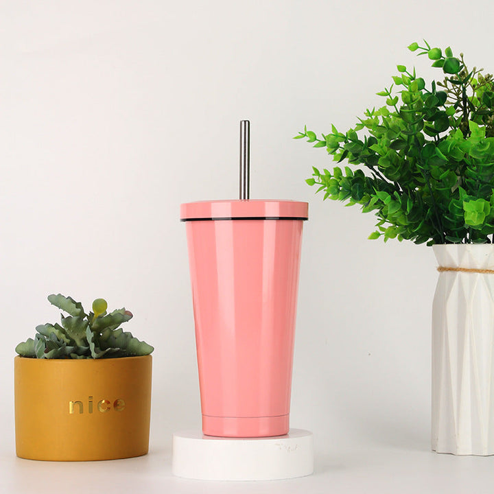 Women's stainless steel drinking cup with straw Kalsten