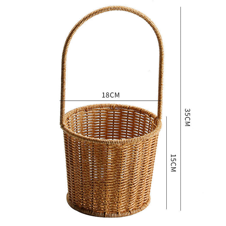 Decorative Woven Storage Basket with Mushroom Emblem Kalsten