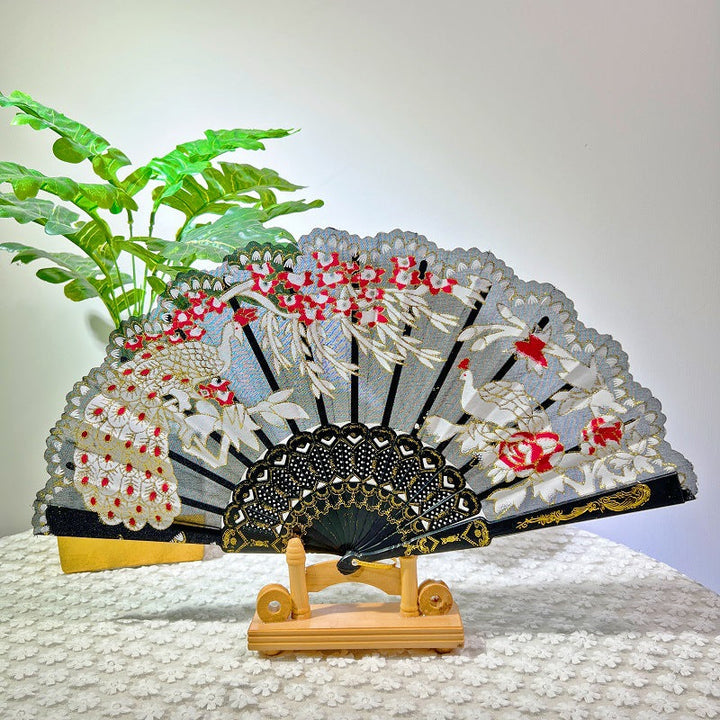 Women Folding Hand Fan with Elegant Embroidery Kalsten