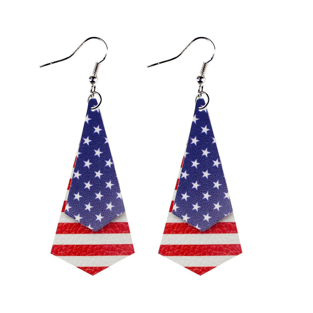 Women's star stripe print faux leather drop earrings with fishhook Kalsten