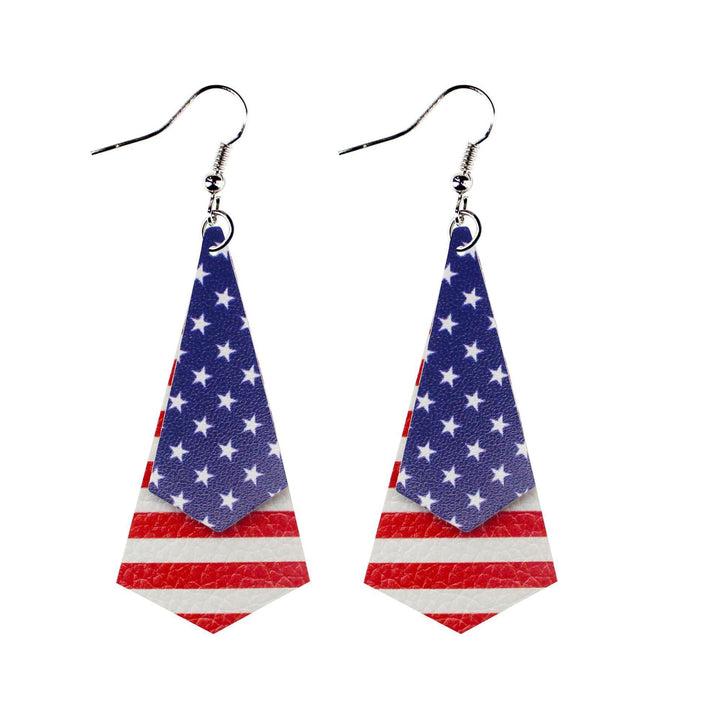 Women's nan teardrop-shaped faux leather earrings with star and stripe print Kalsten