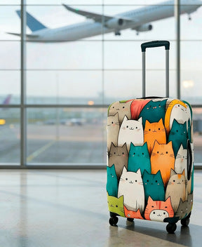 Unisex expandable suitcase cover with cat pattern, elastic protective material and zipper Kalsten