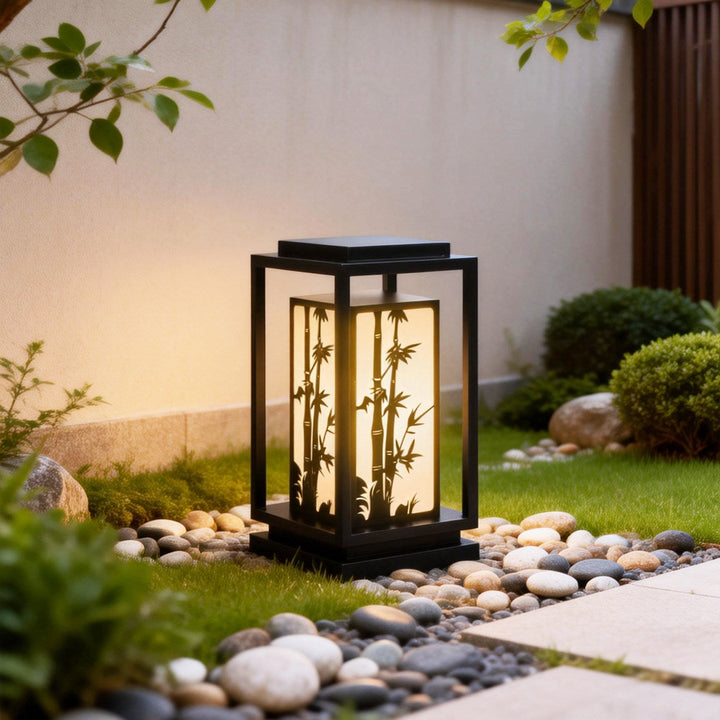 Japanese-Inspired LED Outdoor Lantern With Wooden Frame Kalsten
