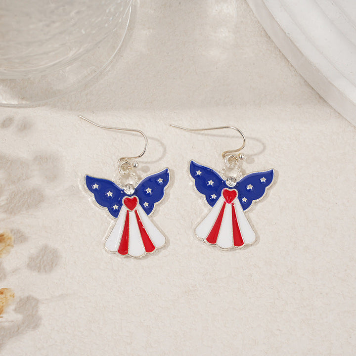 Ladies nan square crystal drop earrings with star grid and fine ear hook Kalsten
