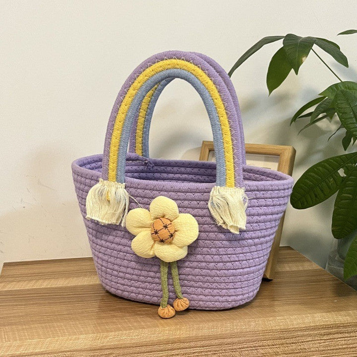 Women's handmade basket bag with color-coordinated handle accents Kalsten