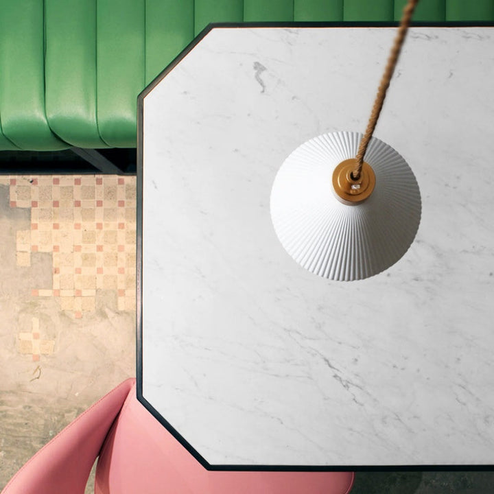 Retro Pleated Ceramic Brass Cocoon Pendant Lamp | Kalsten