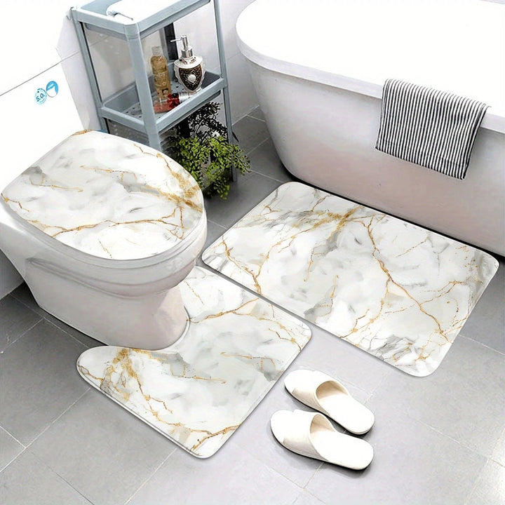 Artistic Marble Print Bath Mat Set Kalsten