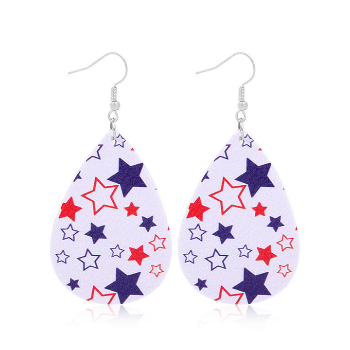 Women's lightweight drop earrings with stars-and-stripes design made of vegan leather Kalsten