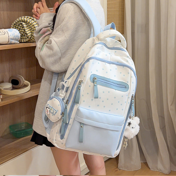 Backpack with Charming Star Applications and Practical Compartments Kalsten