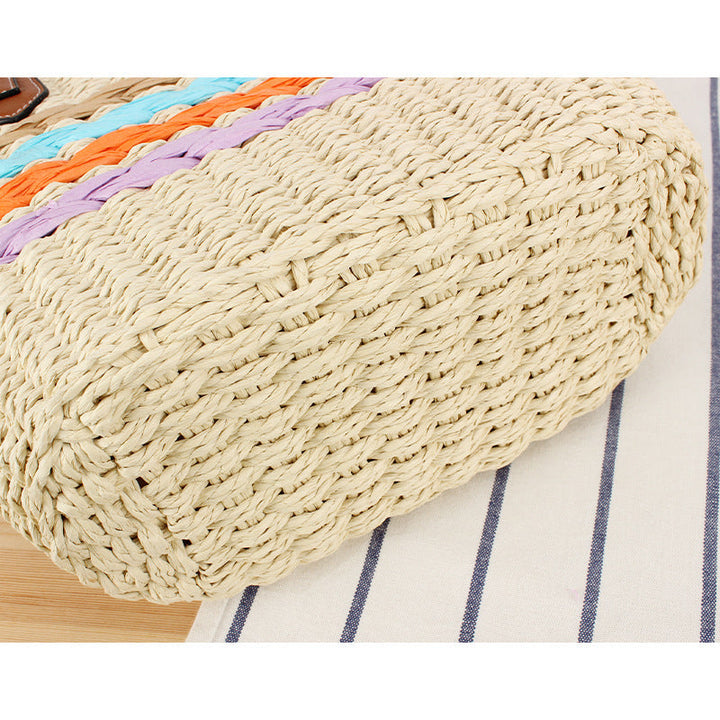 Beautiful braided straw bag with leather handles Kalsten