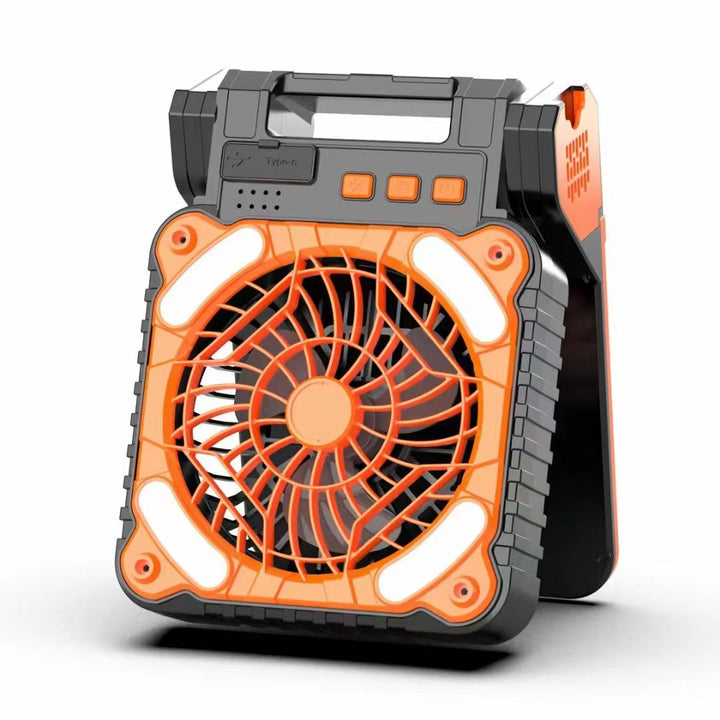 Unisex portable battery fan with LED work light power bank function and foldable handle Kalsten