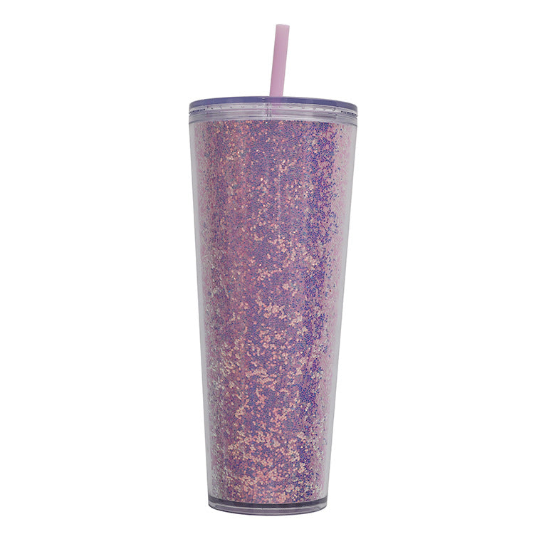 Ladies Glittering Drinking Cups with Straw Kalsten