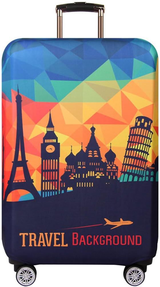 Unisex non-elastic suitcase protective cover with world travel design for hard-shell trolley and spinner wheels Kalsten