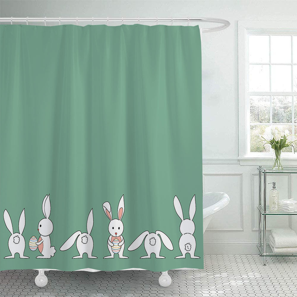 Whimsical Bunny Print Shower Curtain Kalsten