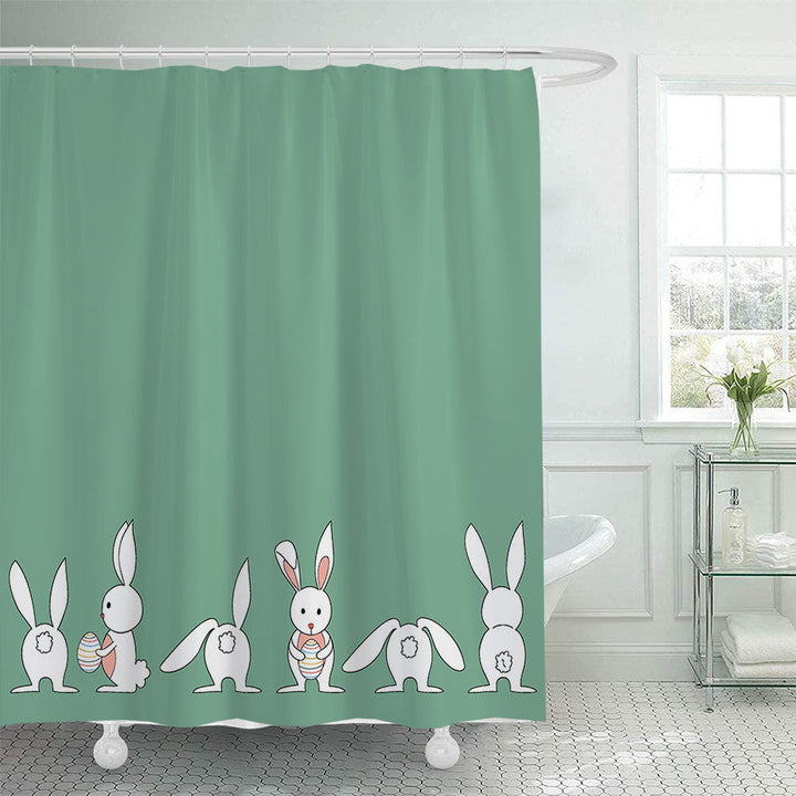 Whimsical Bunny Print Shower Curtain Kalsten