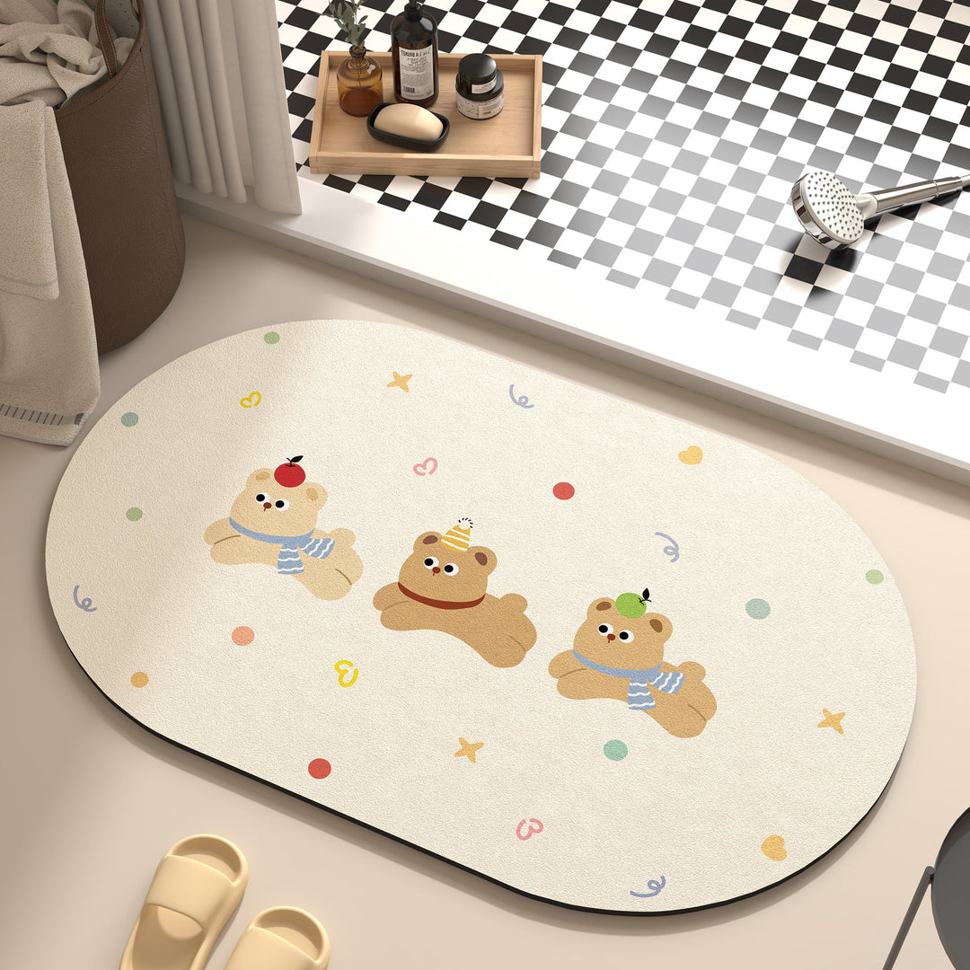 Playful Cartoon Dog-Themed Bath Mat Kalsten