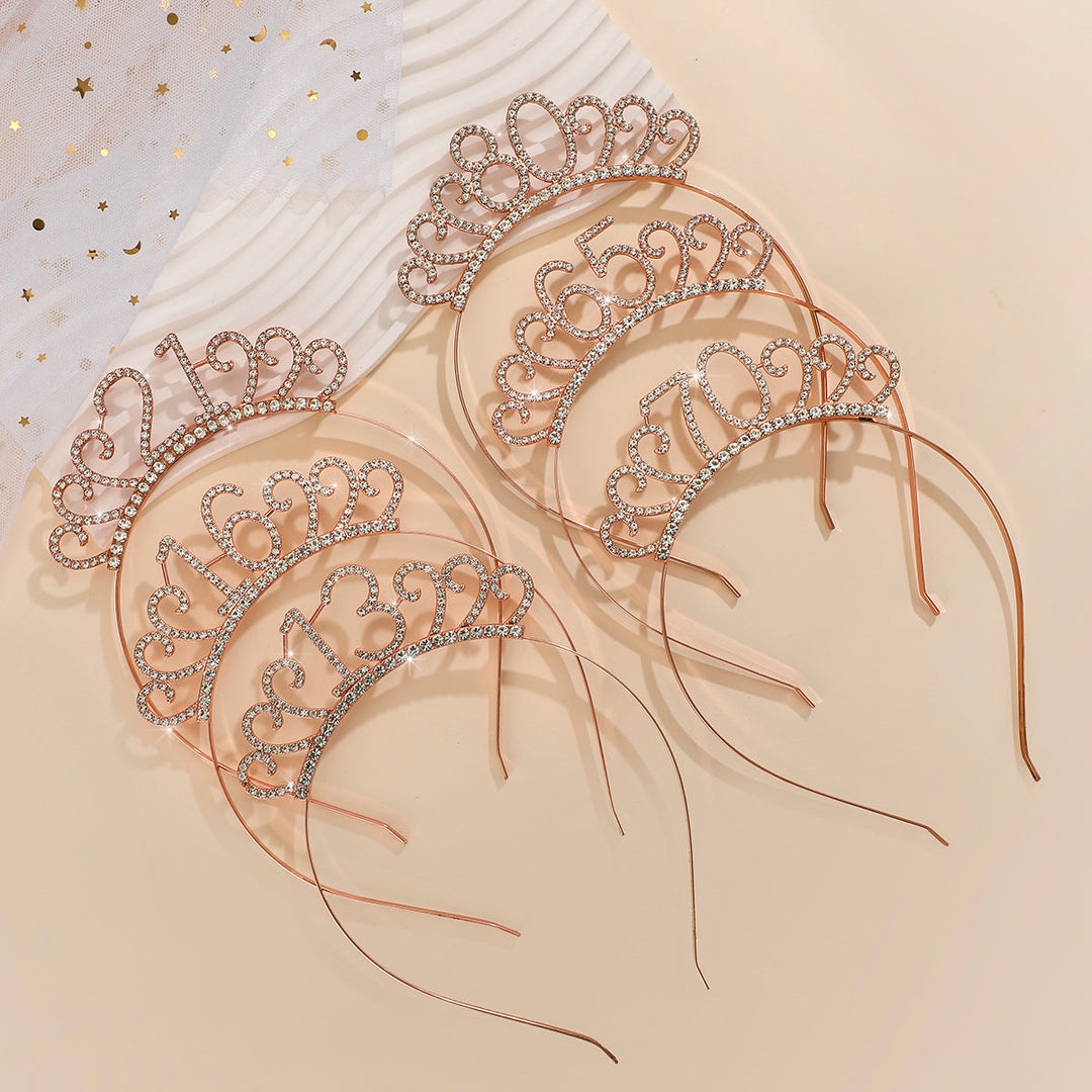 Ladies Crystal Tiara with Custom Designed Number Motif Kalsten
