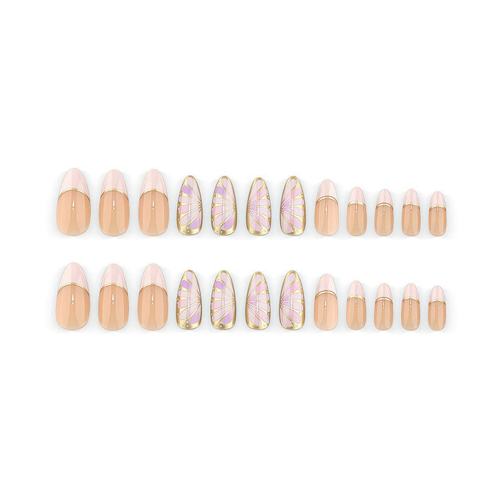 Artificial nails with luxurious gold edge and filigree design Kalsten