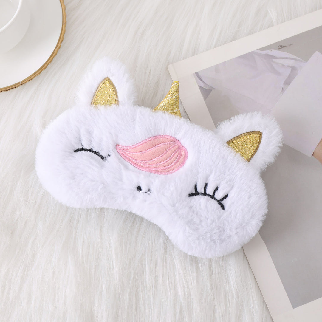 Ladies nan cozy unicorn sleep mask with embroidered eyelashes, soft plush and elastic ruffled ribbon Kalsten