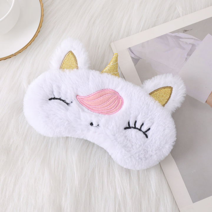 Ladies nan cozy unicorn sleep mask with embroidered eyelashes, soft plush and elastic ruffled ribbon Kalsten